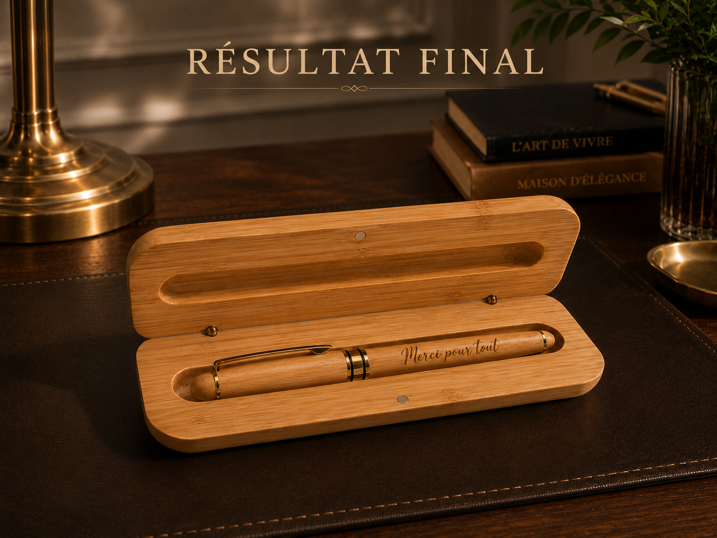 Coffret bois avec son stylo