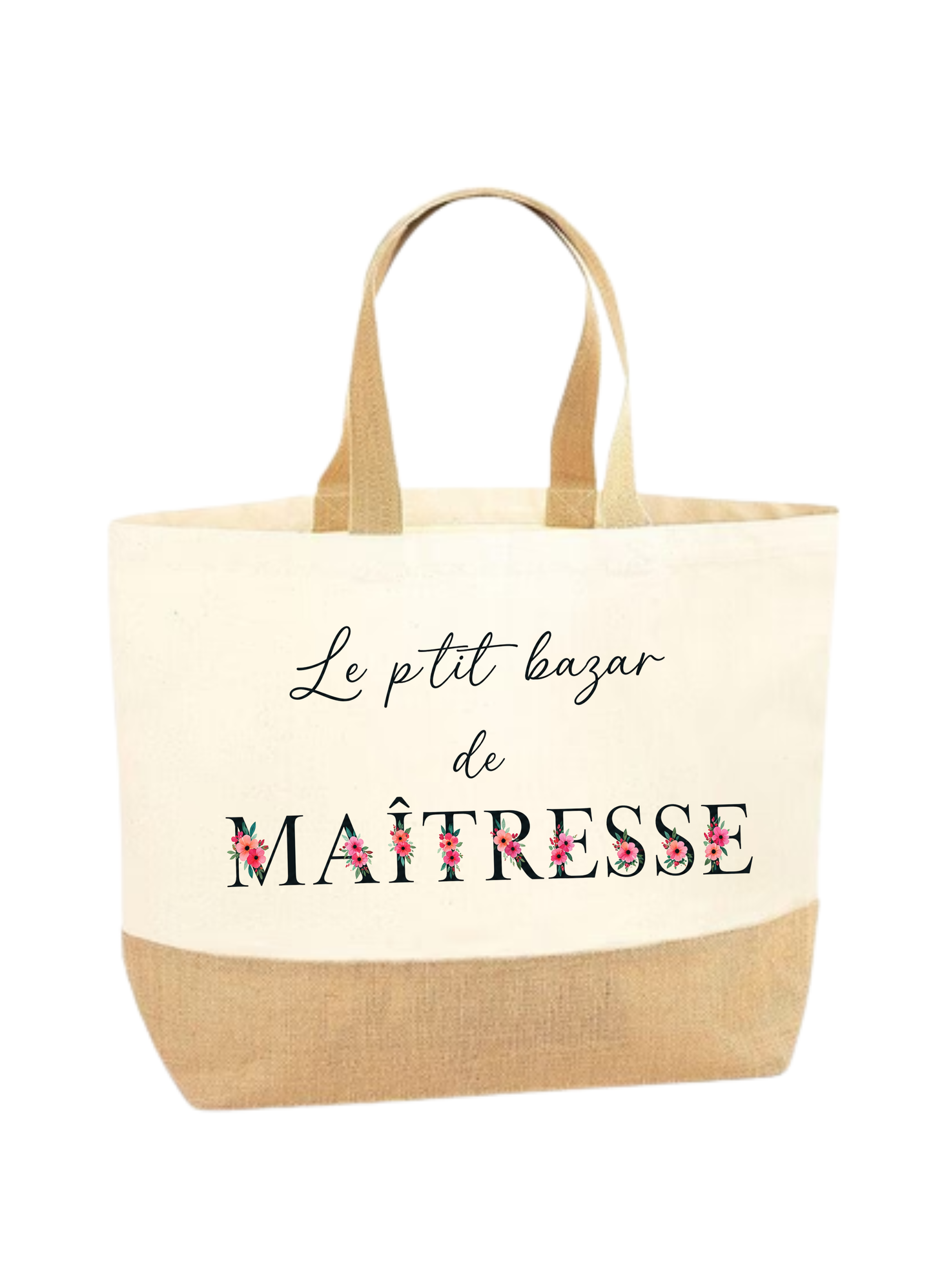 Sac shopping coton/toile de jute - Naturel (Maîtresse)