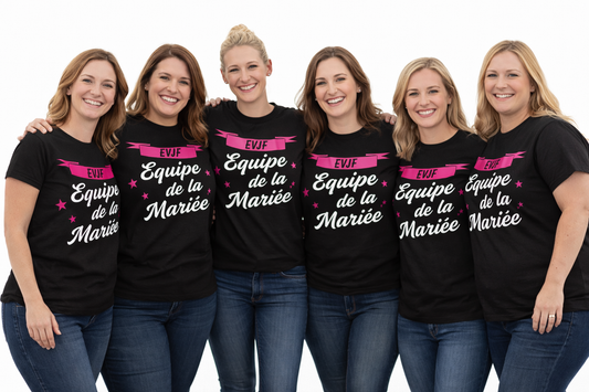 T-shirt noir "EVJF équipe de la mariée"