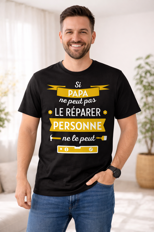 T-shirt noir "Si papa ne peut pas faire"