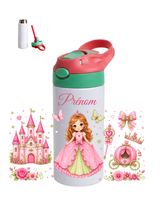 Gourde enfant vert,rose "Princesse"