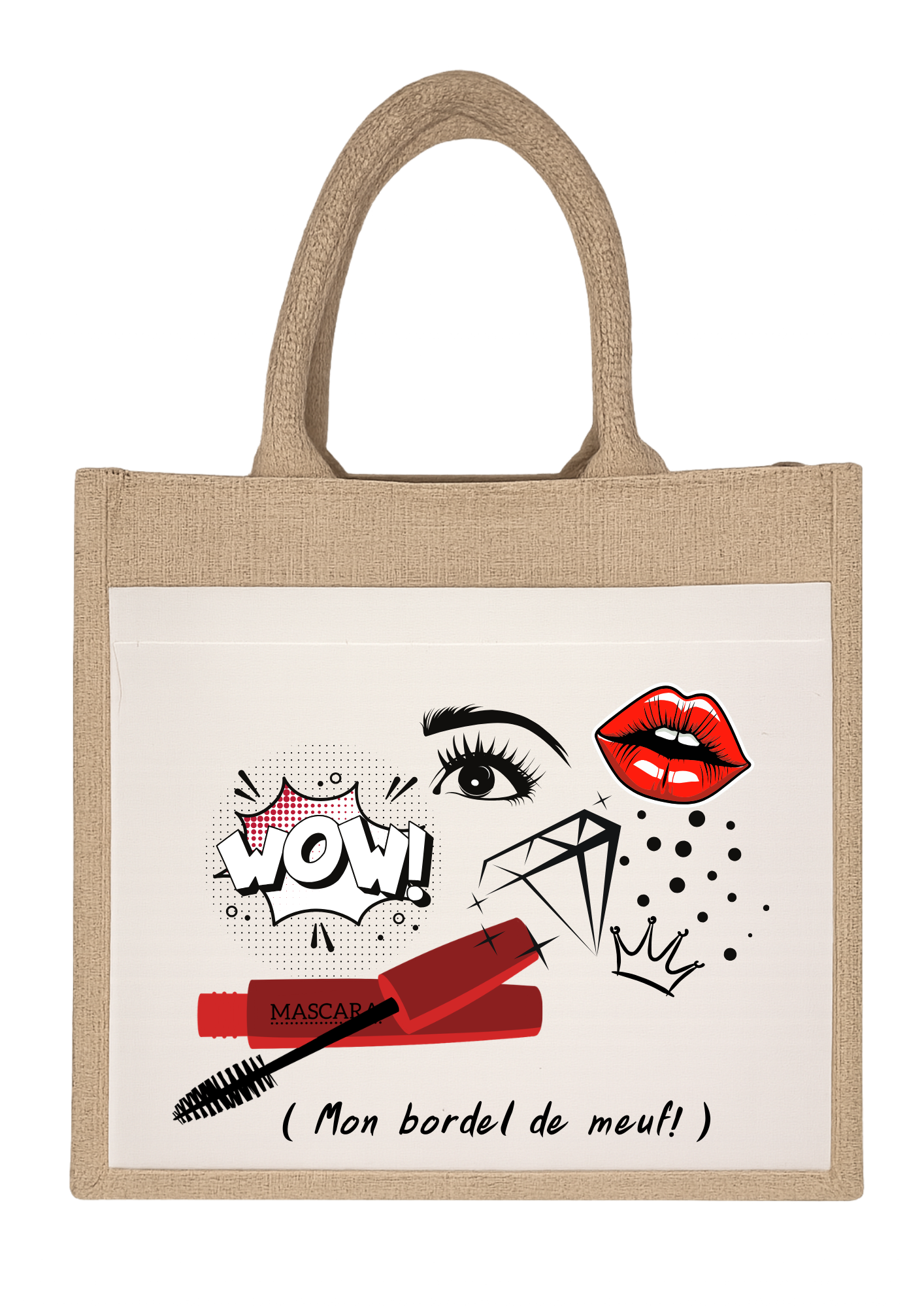 Sac toile de jute "Bordel de meuf"