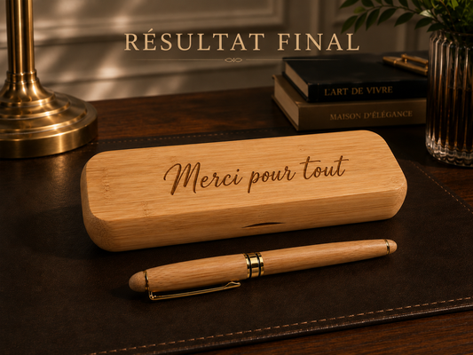 Coffret bois avec son stylo