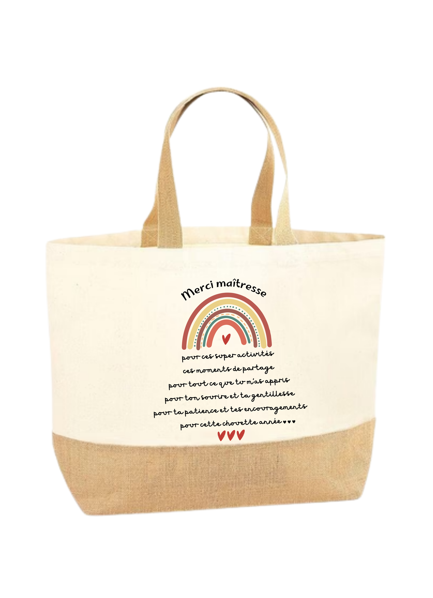 Sac shopping coton/toile de jute - Naturel (Merci maîtresse)