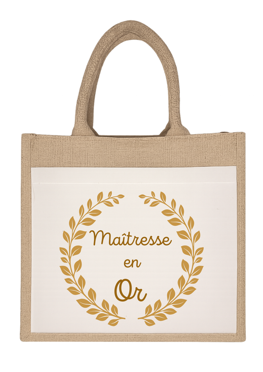 Sac toile de jute "Maîtresse en or"