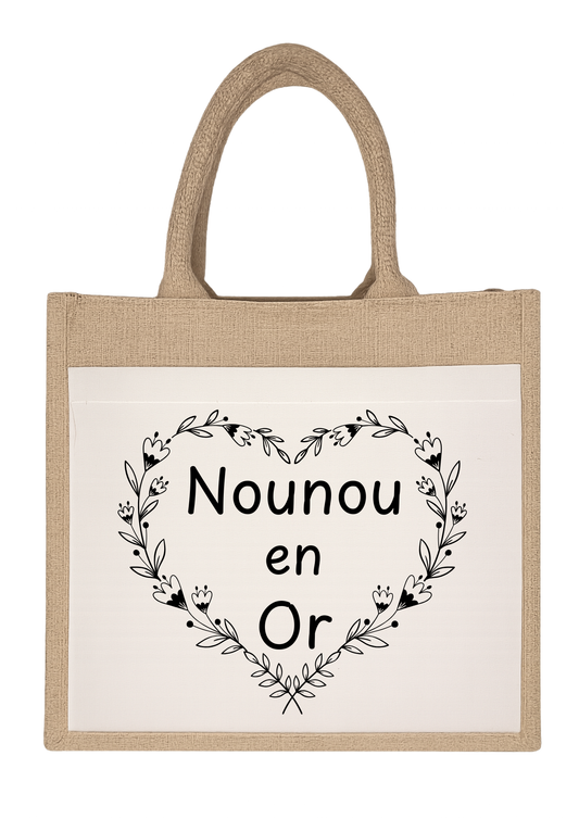 Sac toile de jute "Nounou en Or"