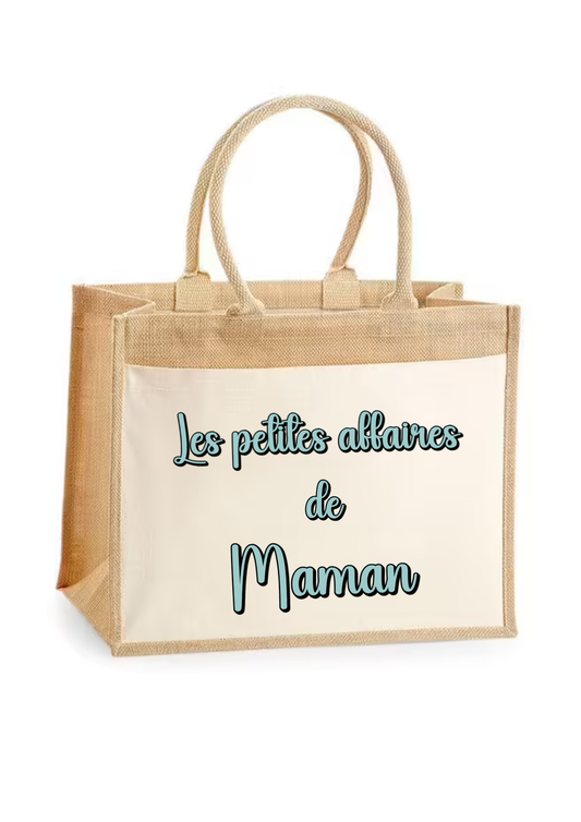 Sac toile de jute "Les petites affaires de Maman"