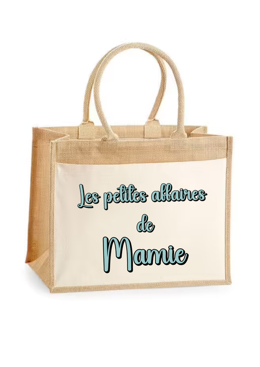 Sac toile de jute "Les petites affaires de Mamie"