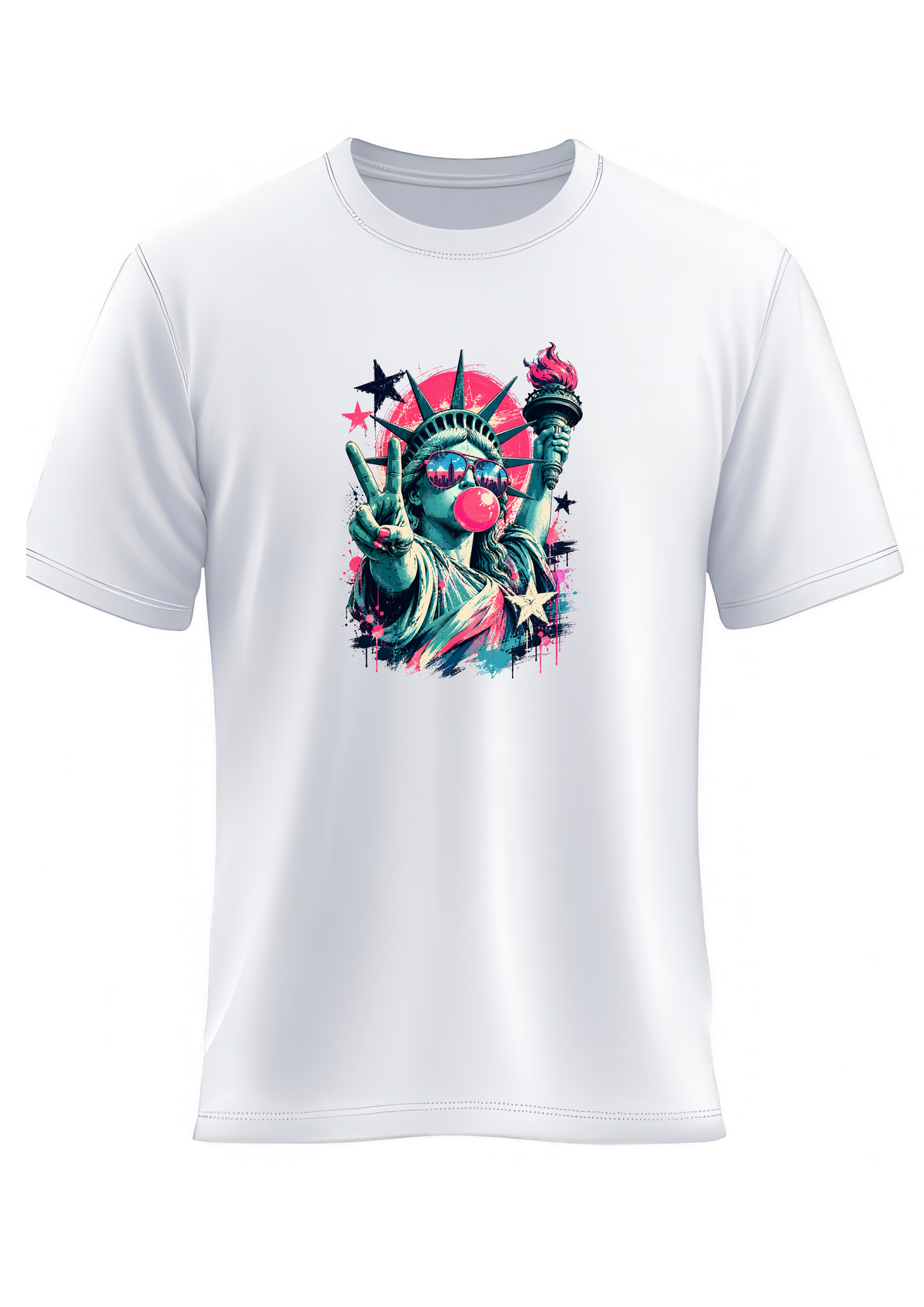 T-shirt "Statut de la liberté décalée"