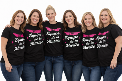 T-shirt noir "EVJF équipe de la mariée"
