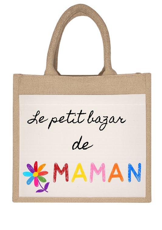 Sac toile de jute "Bazar de Maman"
